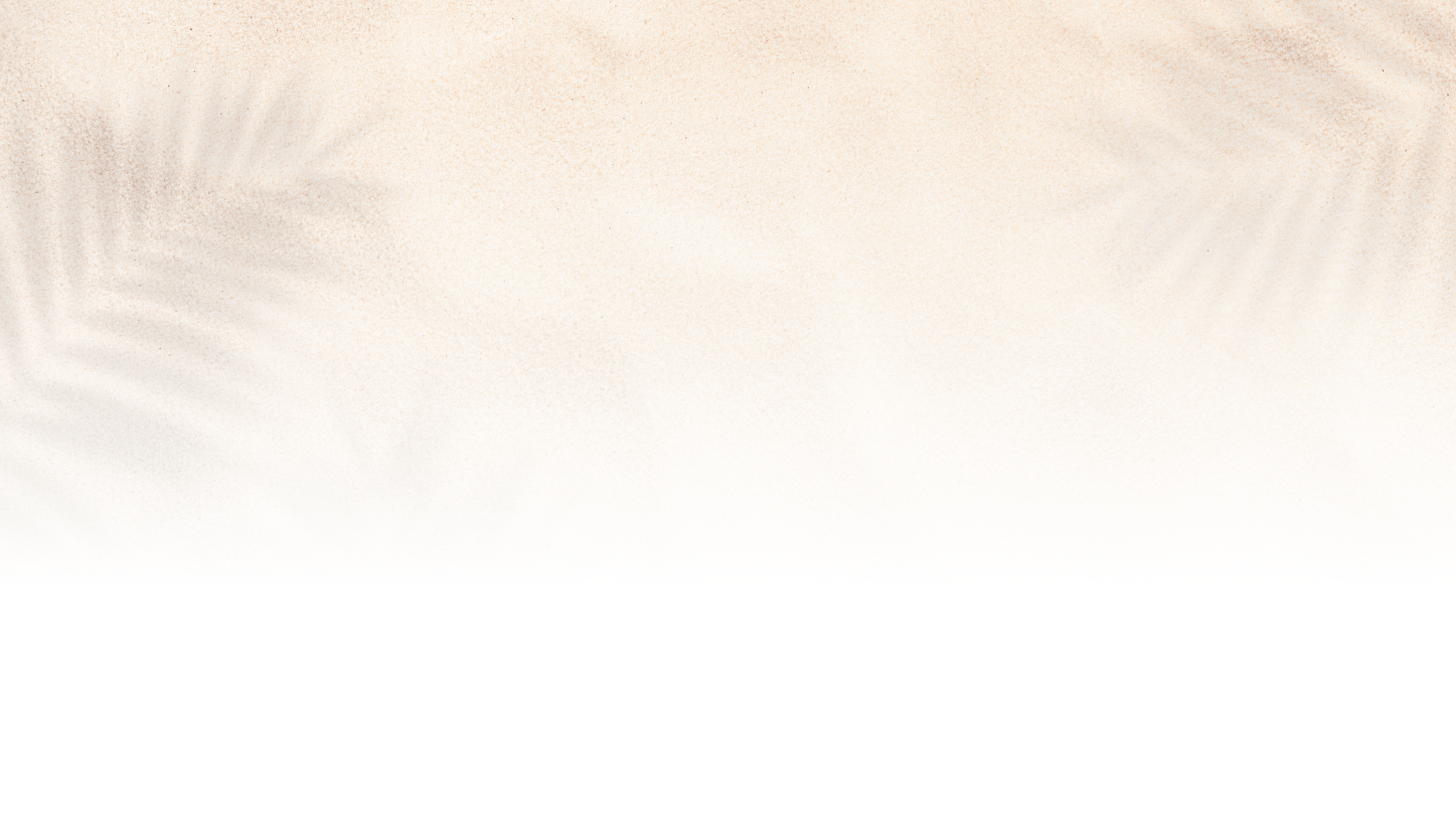 A sandy background with soft shadow impressions of palm leaves, creating a serene, tropical feel without any landmarks or people visible.